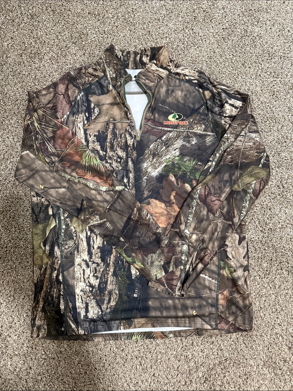 Mossy Oak Men's Camo Lightweight Quarter-Zip Shirt Jacket - Brown & Green
